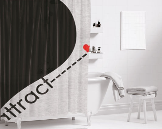Opposites Attract Right Side Bathroom Shower Curtain Fabric Waterproof | 66 X 72 Inch