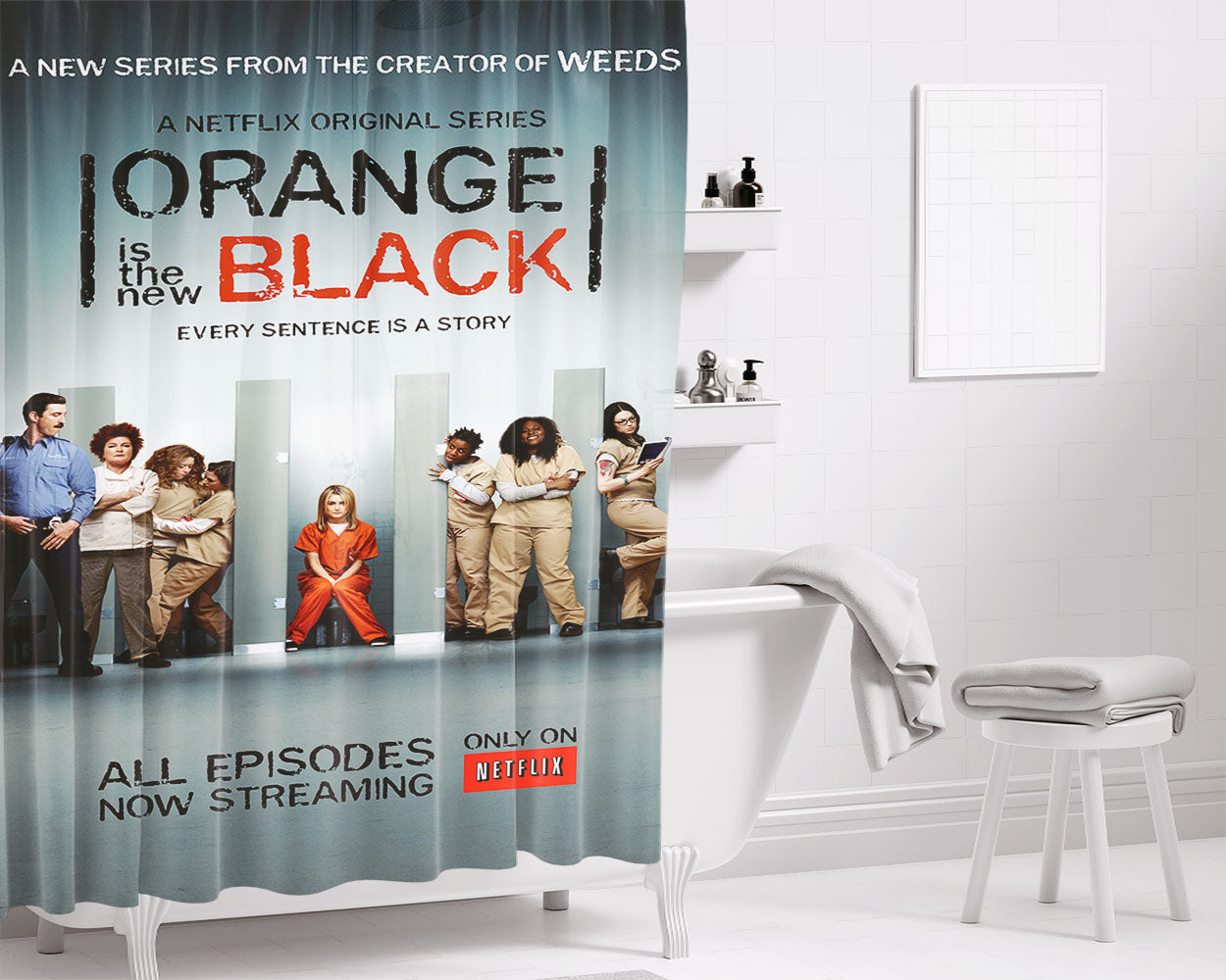 Orange Is The New Black Bathroom Shower Curtain Fabric Waterproof | 66 X 72 Inch