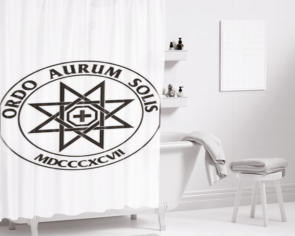 Ordo Aurum Solis Logo Bathroom Shower Curtain Fabric Waterproof | 66 X 72 Inch