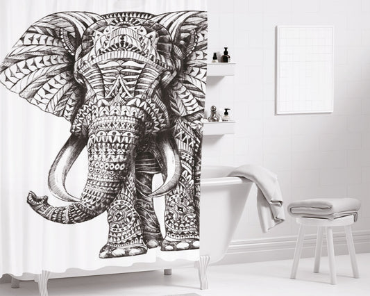 Ornate Bathroom Shower Curtain Fabric Waterproof | 66 X 72 Inch
