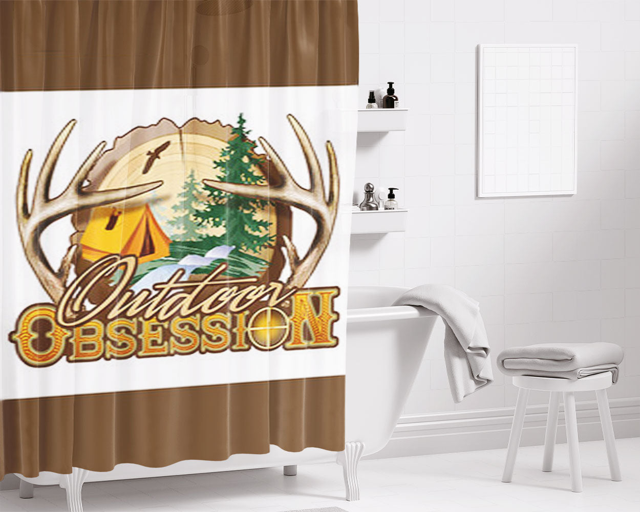 Outdoor Obsession Bathroom Shower Curtain Fabric Waterproof | 66 X 72 Inch