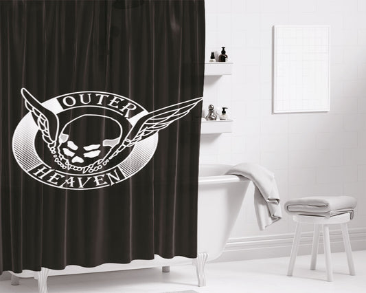 Outer Heaven Black White Bathroom Shower Curtain Fabric Waterproof | 66 X 72 Inch