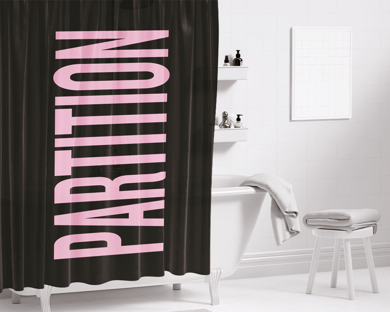 Partition Bathroom Shower Curtain Fabric Waterproof | 66 X 72 Inch