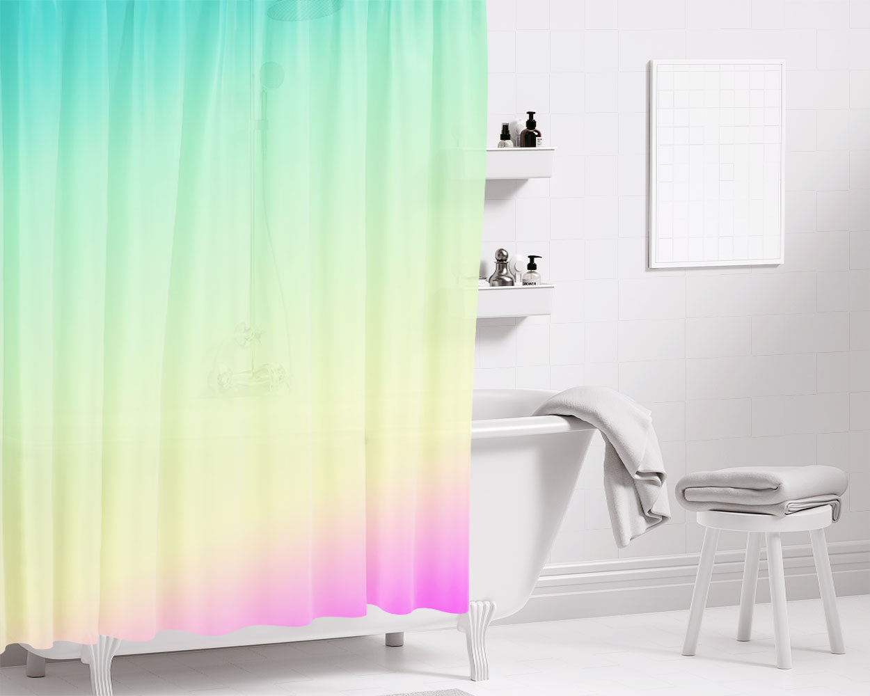 Pastel Ombre Bathroom Shower Curtain Fabric Waterproof | 66 X 72 Inch
