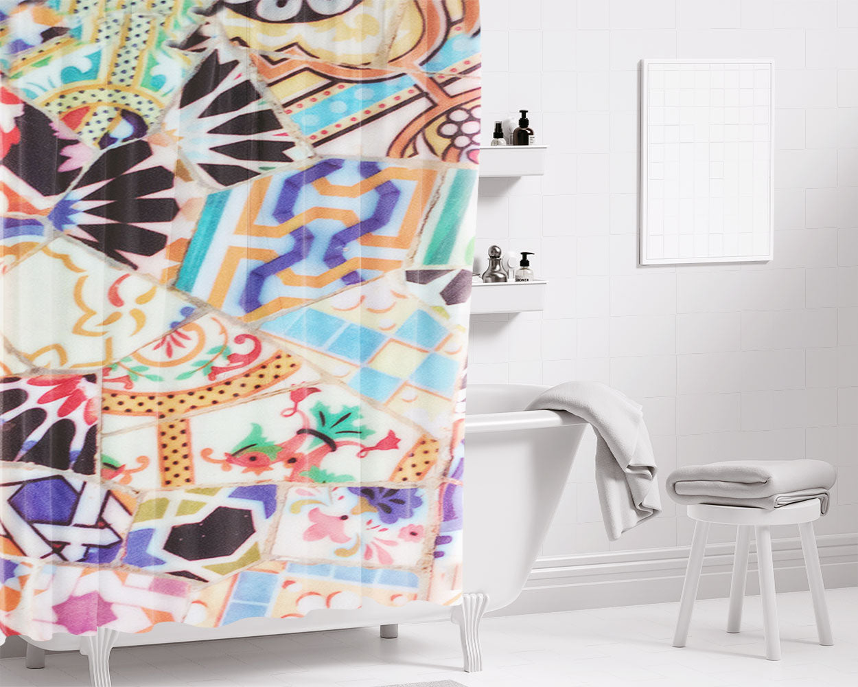 Patchwork Collage Bathroom Shower Curtain Fabric Waterproof | 66 X 72 Inch