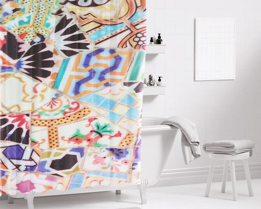 Patchwork Collage Bathroom Shower Curtain Fabric Waterproof | 66 X 72 Inch