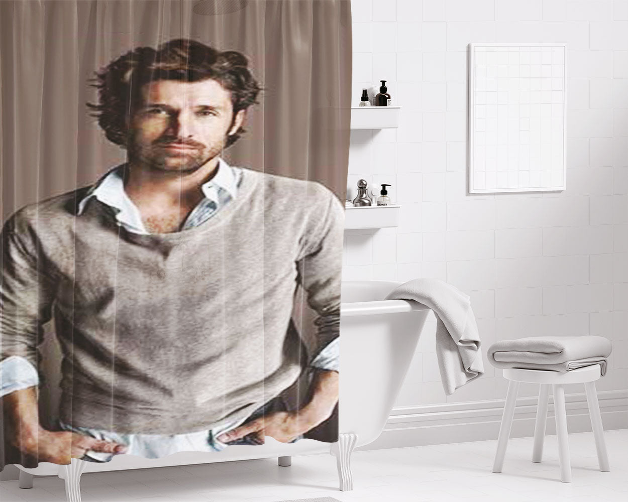 Patrick Dempsey Sweater Bathroom Shower Curtain Fabric Waterproof | 66 X 72 Inch