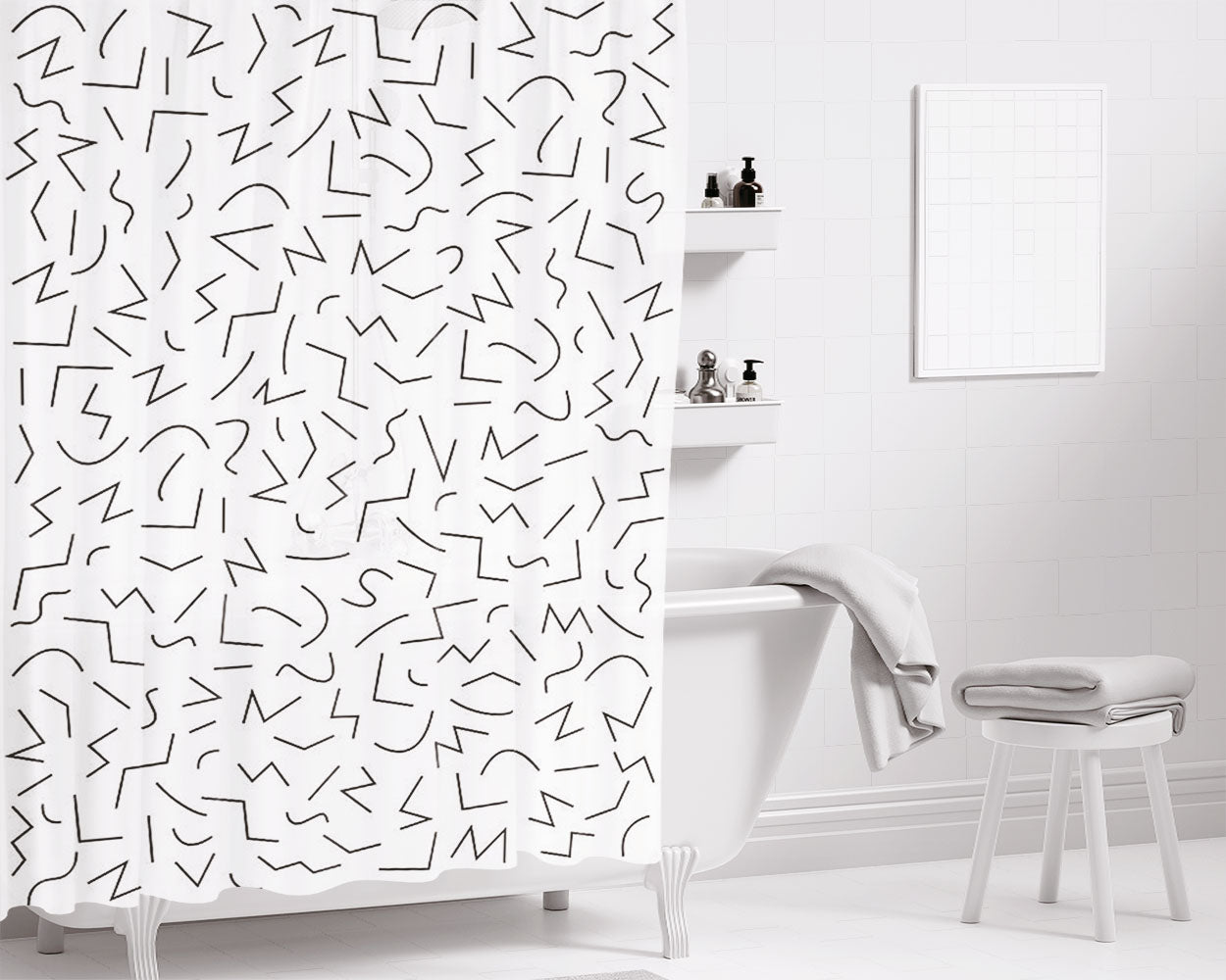 Pattern Art Nice Bathroom Shower Curtain Fabric Waterproof | 66 X 72 Inch