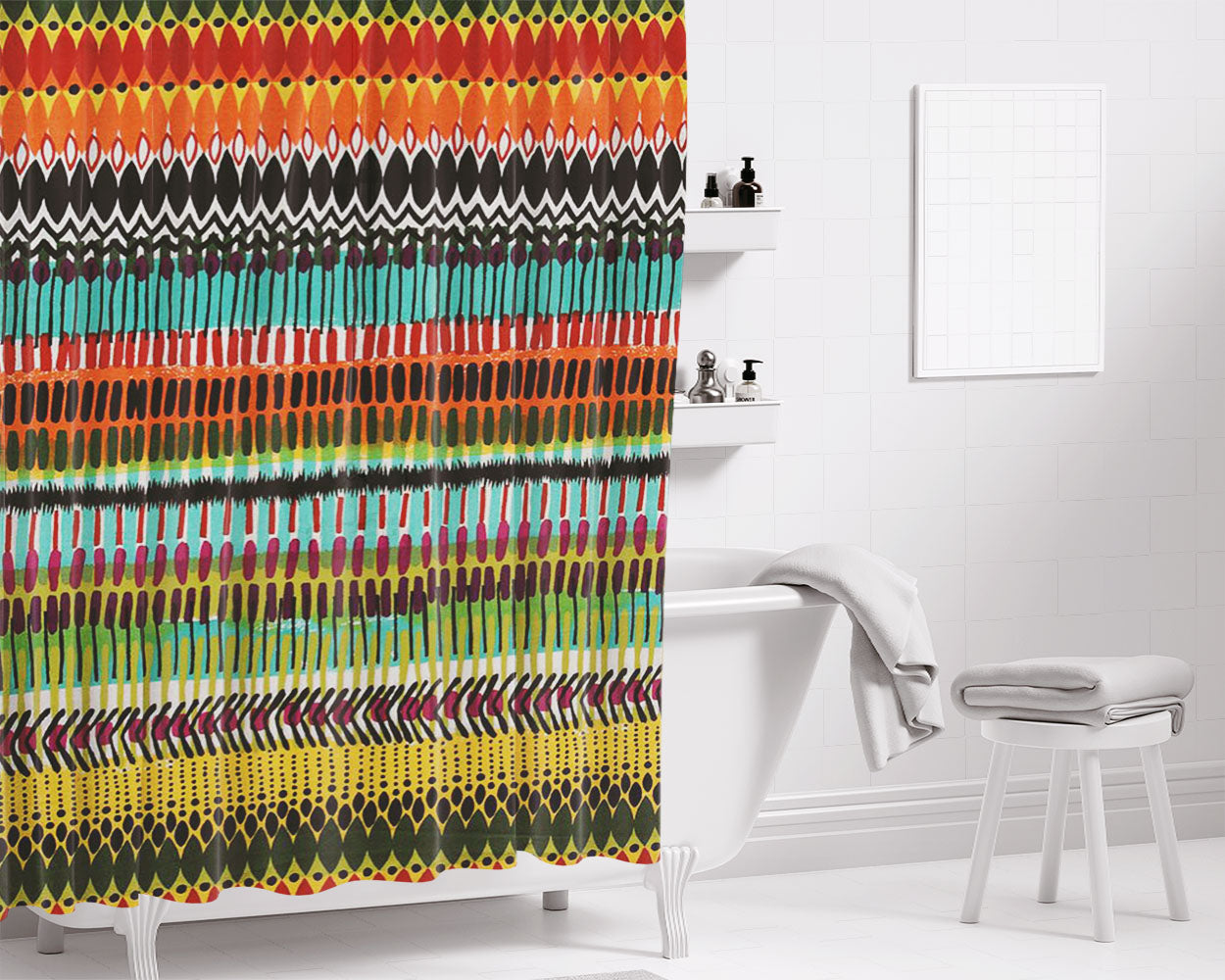 Pattern Culture Art Bathroom Shower Curtain Fabric Waterproof | 66 X 72 Inch