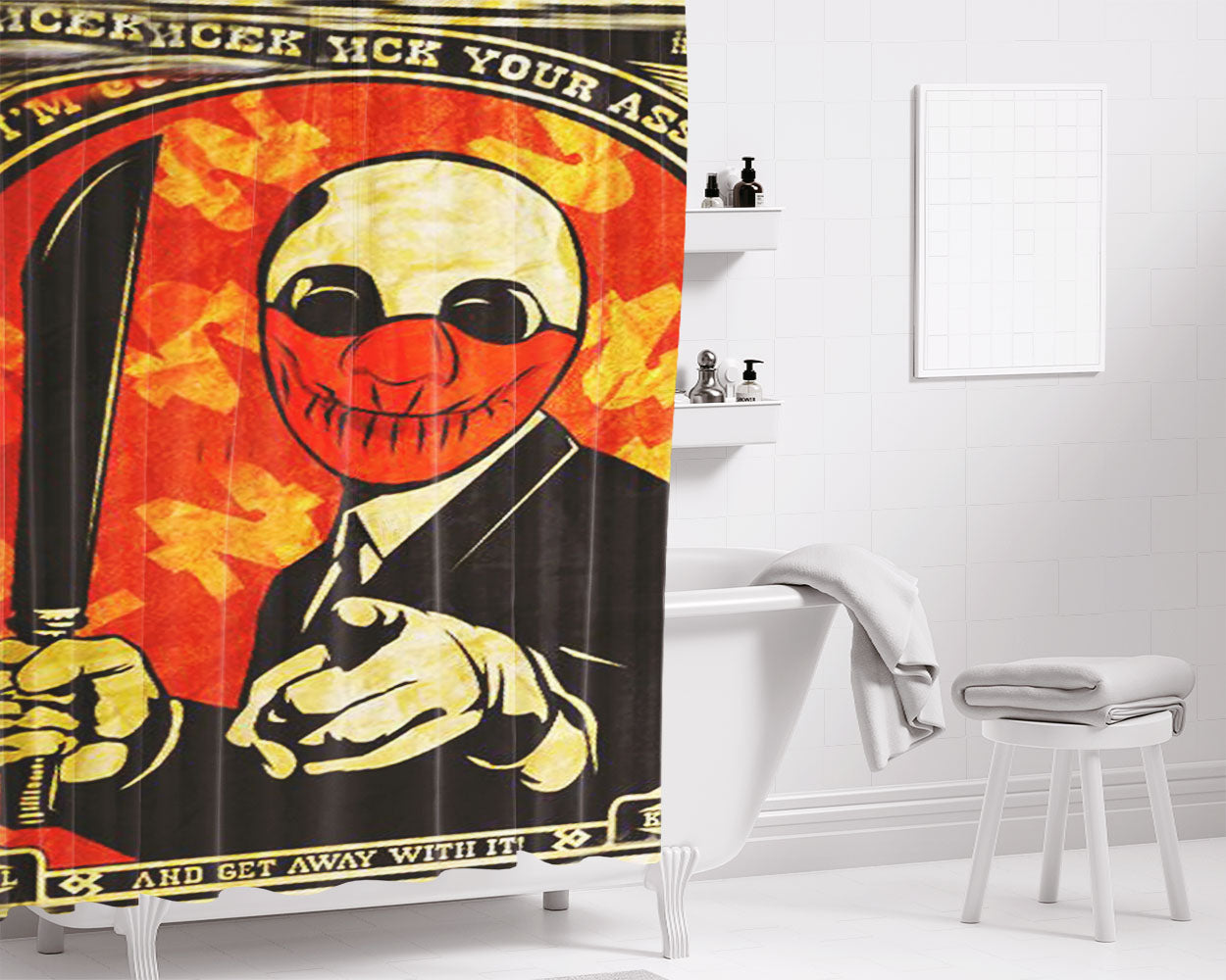 Payday 2 Poster Bathroom Shower Curtain Fabric Waterproof | 66 X 72 Inch