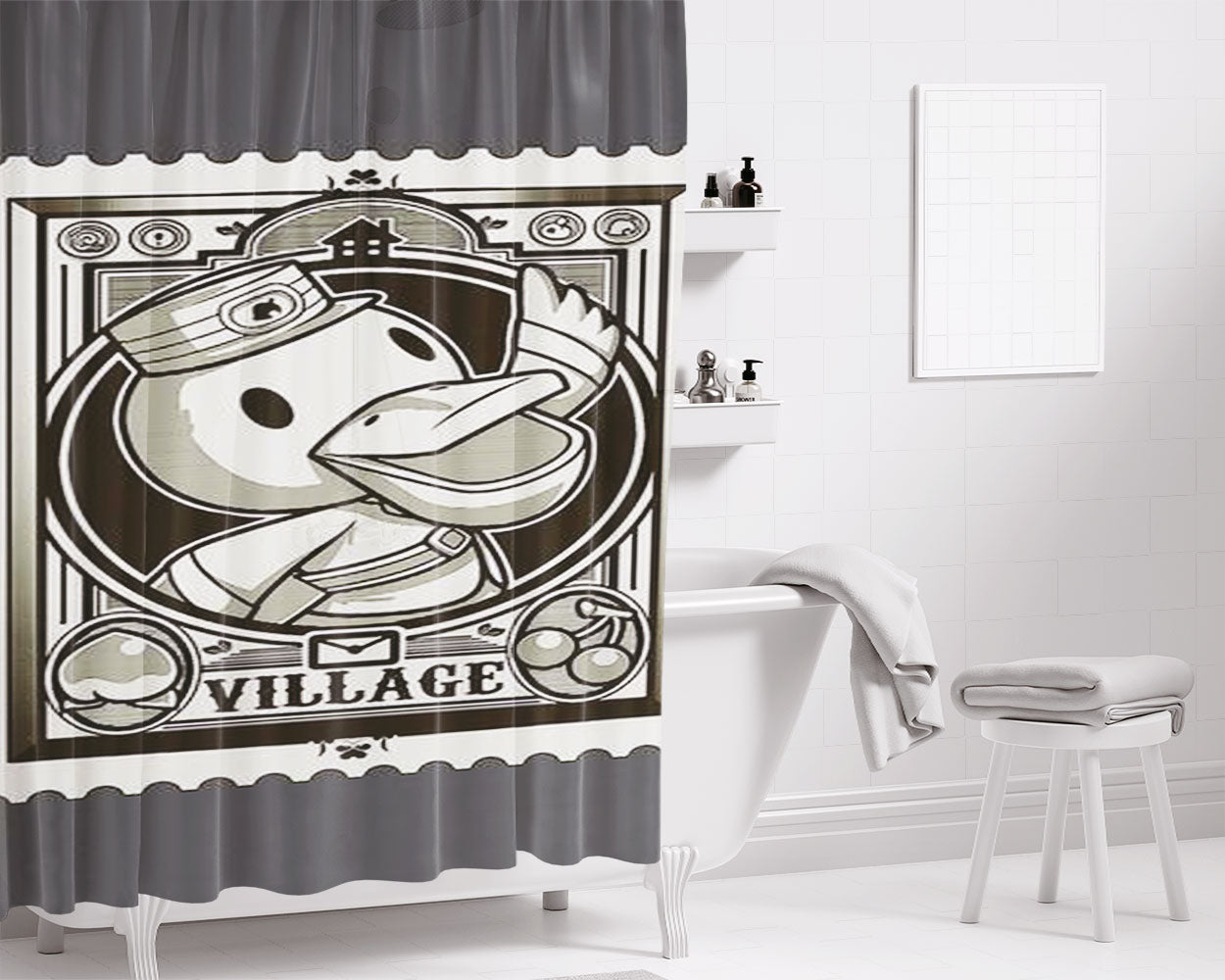 Pelican Postal Bathroom Shower Curtain Fabric Waterproof | 66 X 72 Inch