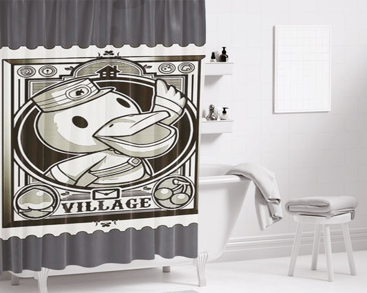 Pelican Postal Bathroom Shower Curtain Fabric Waterproof | 66 X 72 Inch