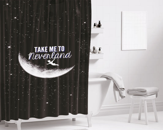 Peterpan Take Me To Neverland Bathroom Shower Curtain Fabric Waterproof | 66 X 72 Inch