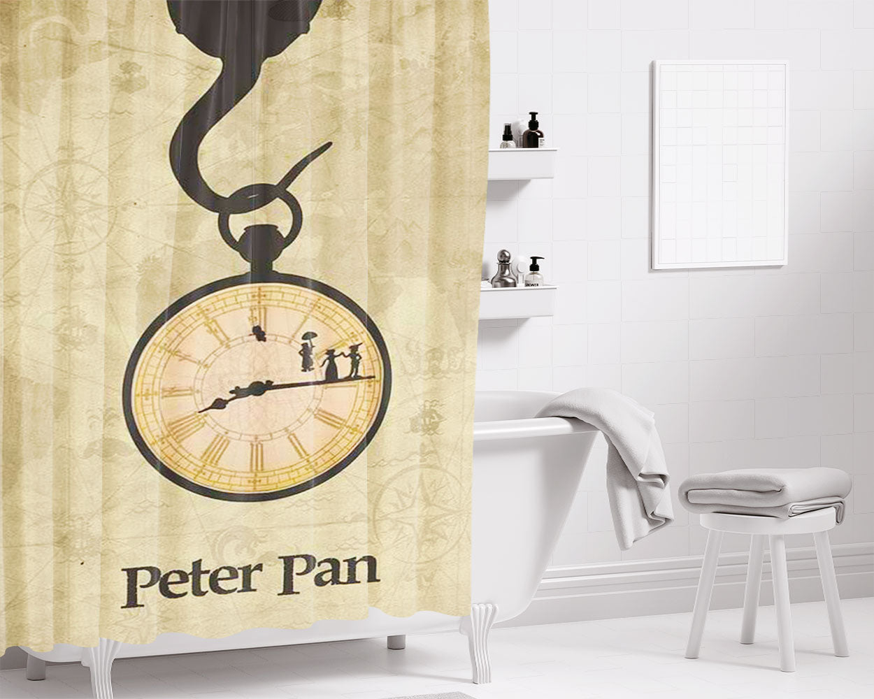 Peterpan Time Vintage Bathroom Shower Curtain Fabric Waterproof | 66 X 72 Inch