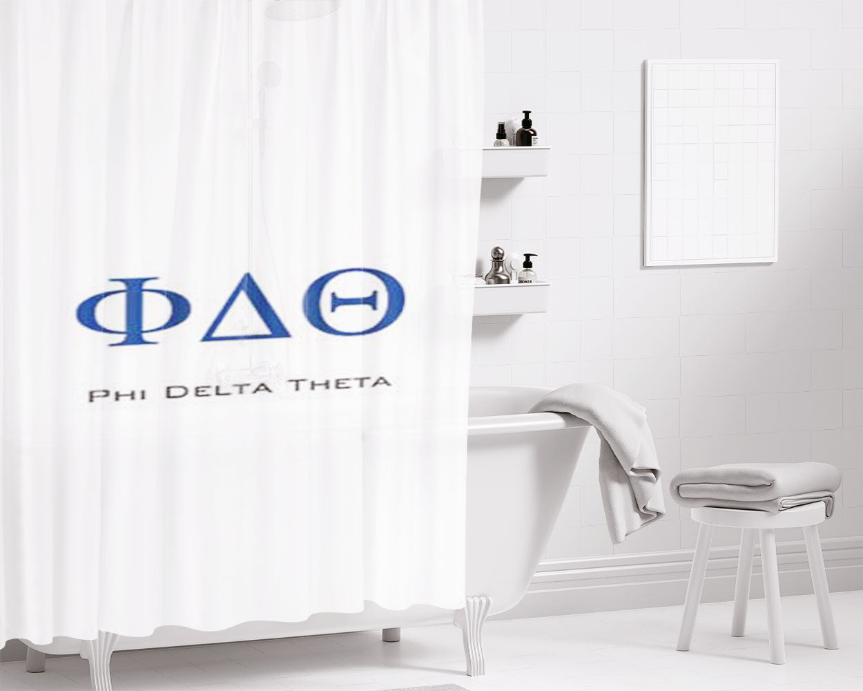 Phi Delta Theta Bathroom Shower Curtain Fabric Waterproof | 66 X 72 Inch