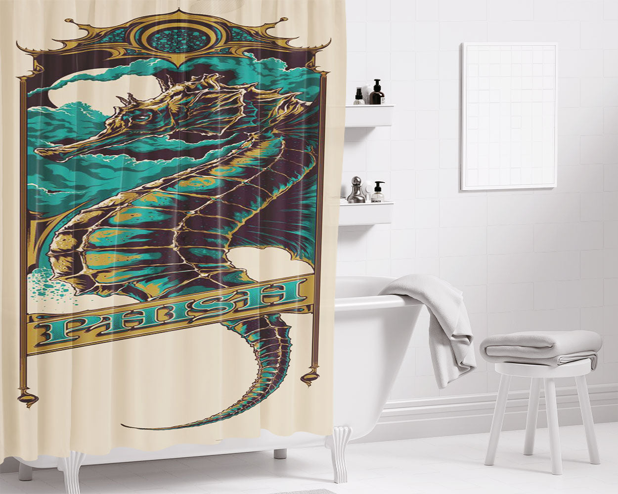 Phish Smoke Bathroom Shower Curtain Fabric Waterproof | 66 X 72 Inch