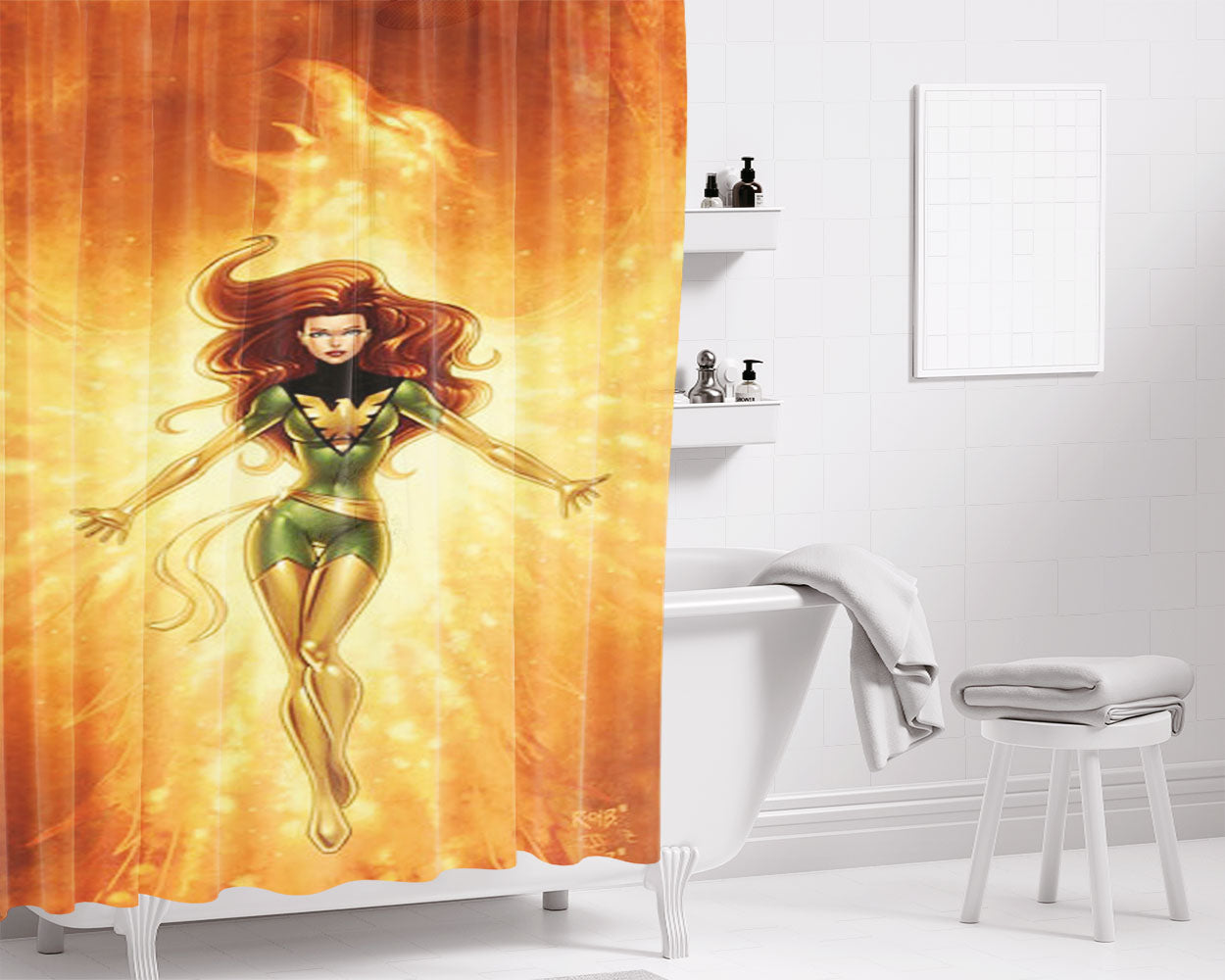 Phoenix Jean Bathroom Shower Curtain Fabric Waterproof | 66 X 72 Inch