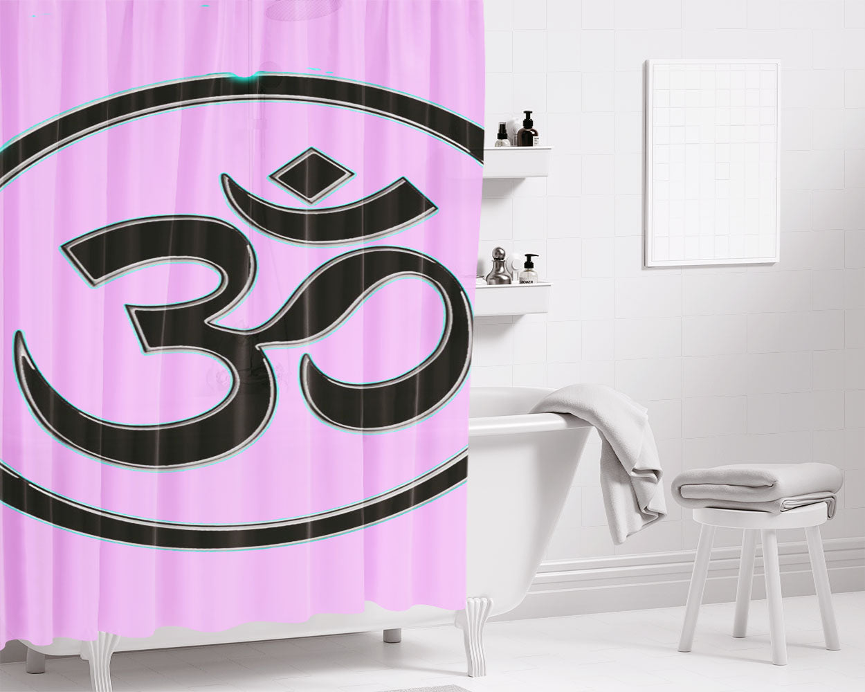 Pin Om Symbol Bathroom Shower Curtain Fabric Waterproof | 66 X 72 Inch