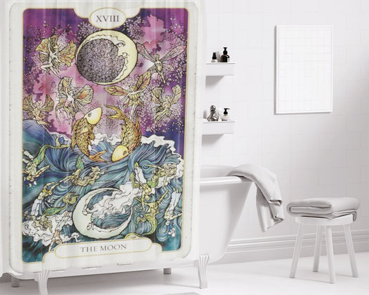 Pisces Te Moon Xviii Bathroom Shower Curtain Fabric Waterproof | 66 X 72 Inch