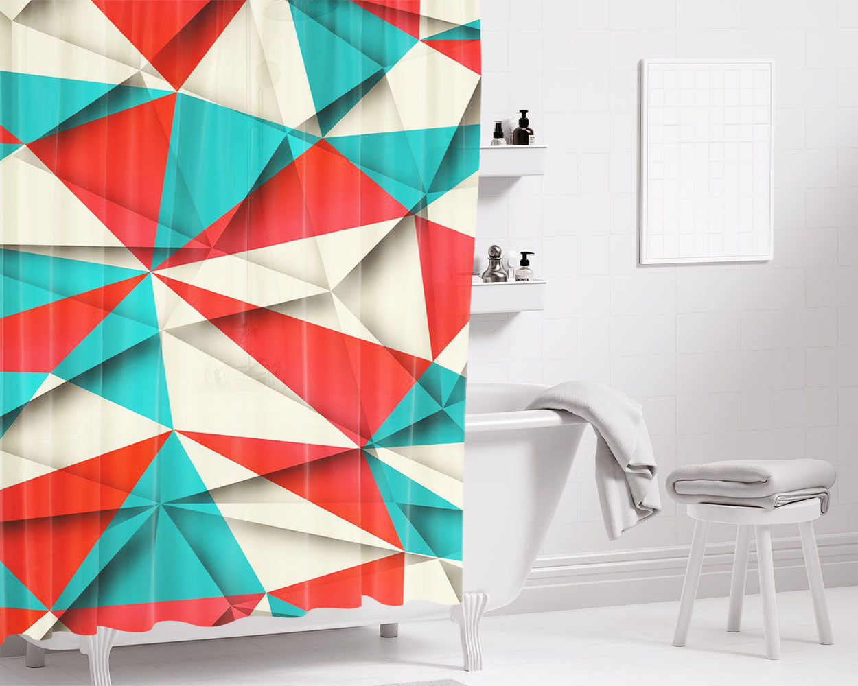 Pixel Art Bathroom Shower Curtain Fabric Waterproof | 66 X 72 Inch