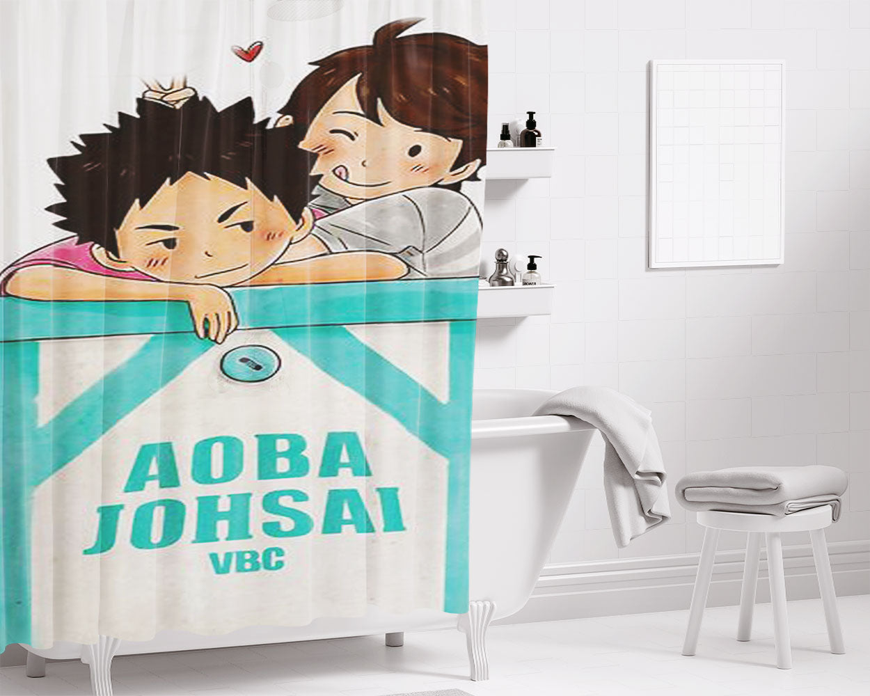Pocket Iwaoi Bathroom Shower Curtain Fabric Waterproof | 66 X 72 Inch
