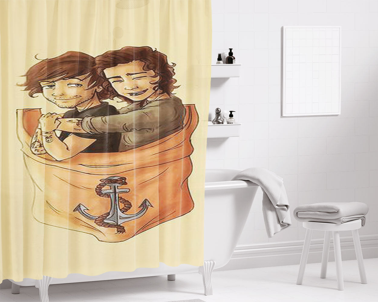 Pocket Larry Bathroom Shower Curtain Fabric Waterproof | 66 X 72 Inch