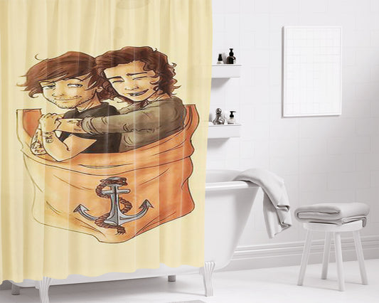 Pocket Larry Bathroom Shower Curtain Fabric Waterproof | 66 X 72 Inch
