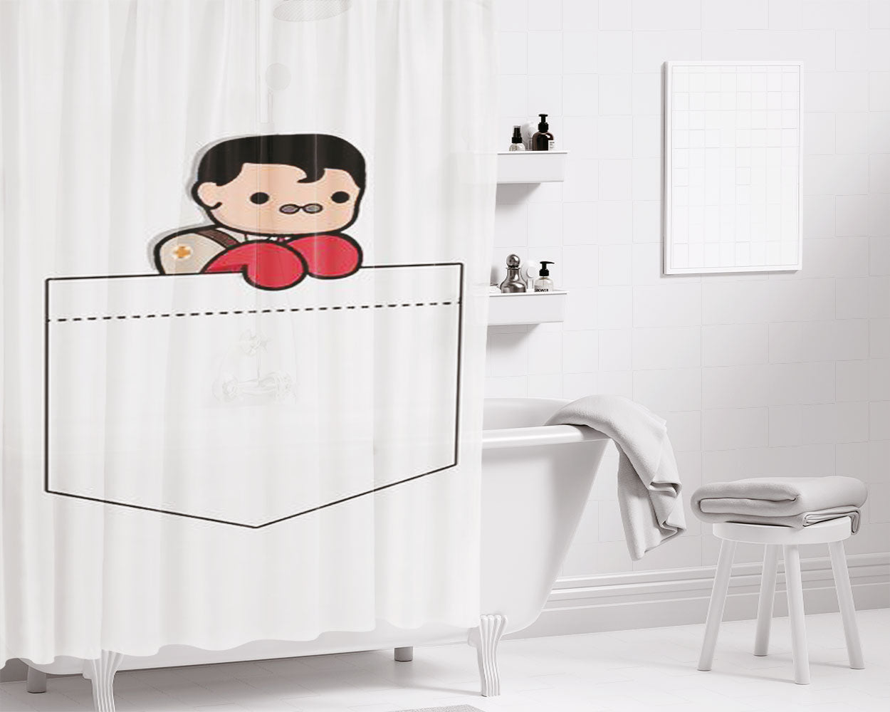 Pocket Medic Bathroom Shower Curtain Fabric Waterproof | 66 X 72 Inch