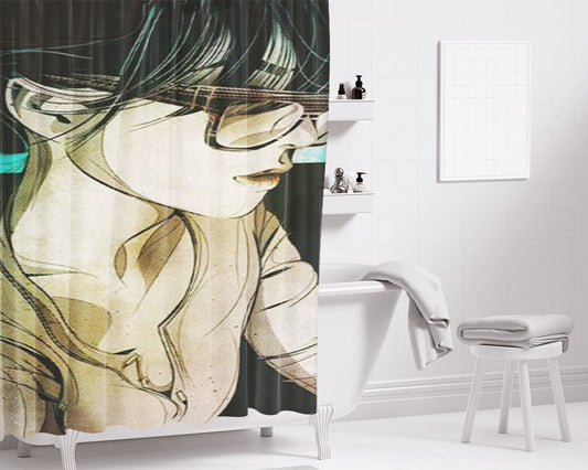 Pop Oriental Girl Bathroom Shower Curtain Fabric Waterproof | 66 X 72 Inch