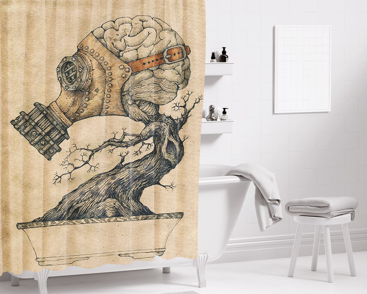 Pot Mural Organic Bathroom Shower Curtain Fabric Waterproof | 66 X 72 Inch