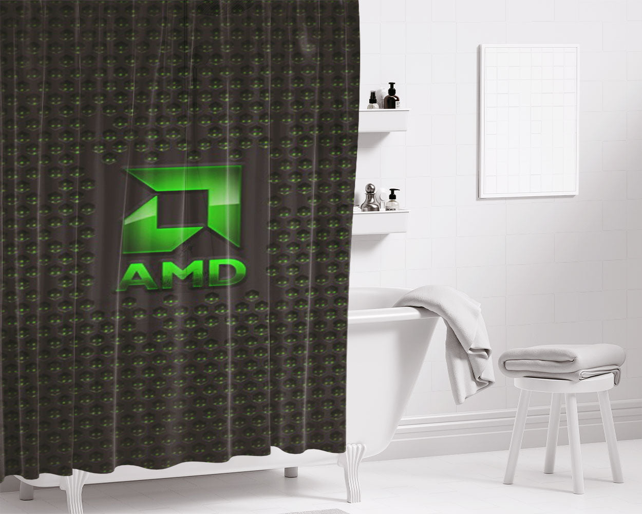 Preview Lion Amd Bathroom Shower Curtain Fabric Waterproof | 66 X 72 Inch