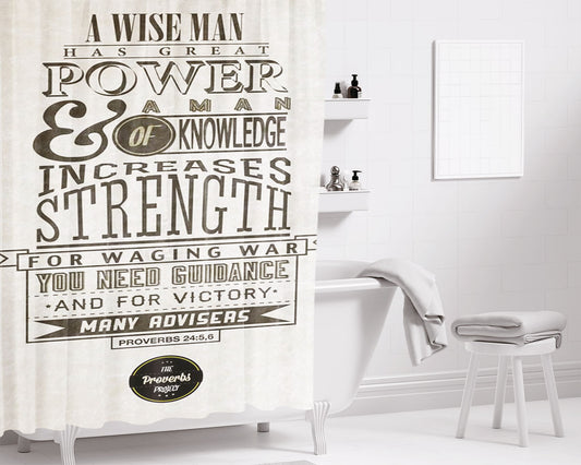 Proverbs Bathroom Shower Curtain Fabric Waterproof | 66 X 72 Inch