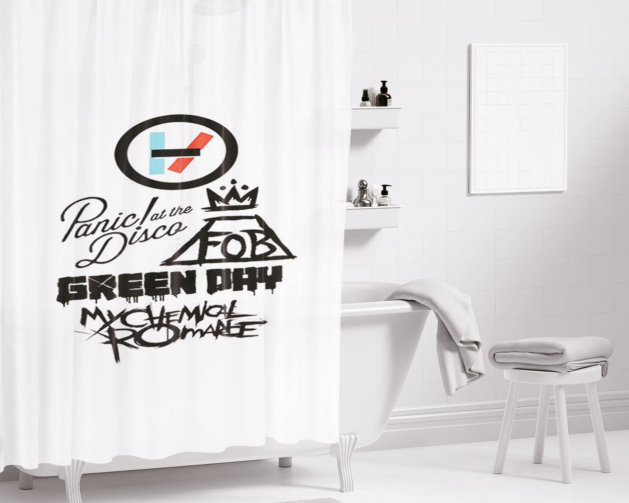 Punk Rock Bands Bathroom Shower Curtain Fabric Waterproof | 66 X 72 Inch