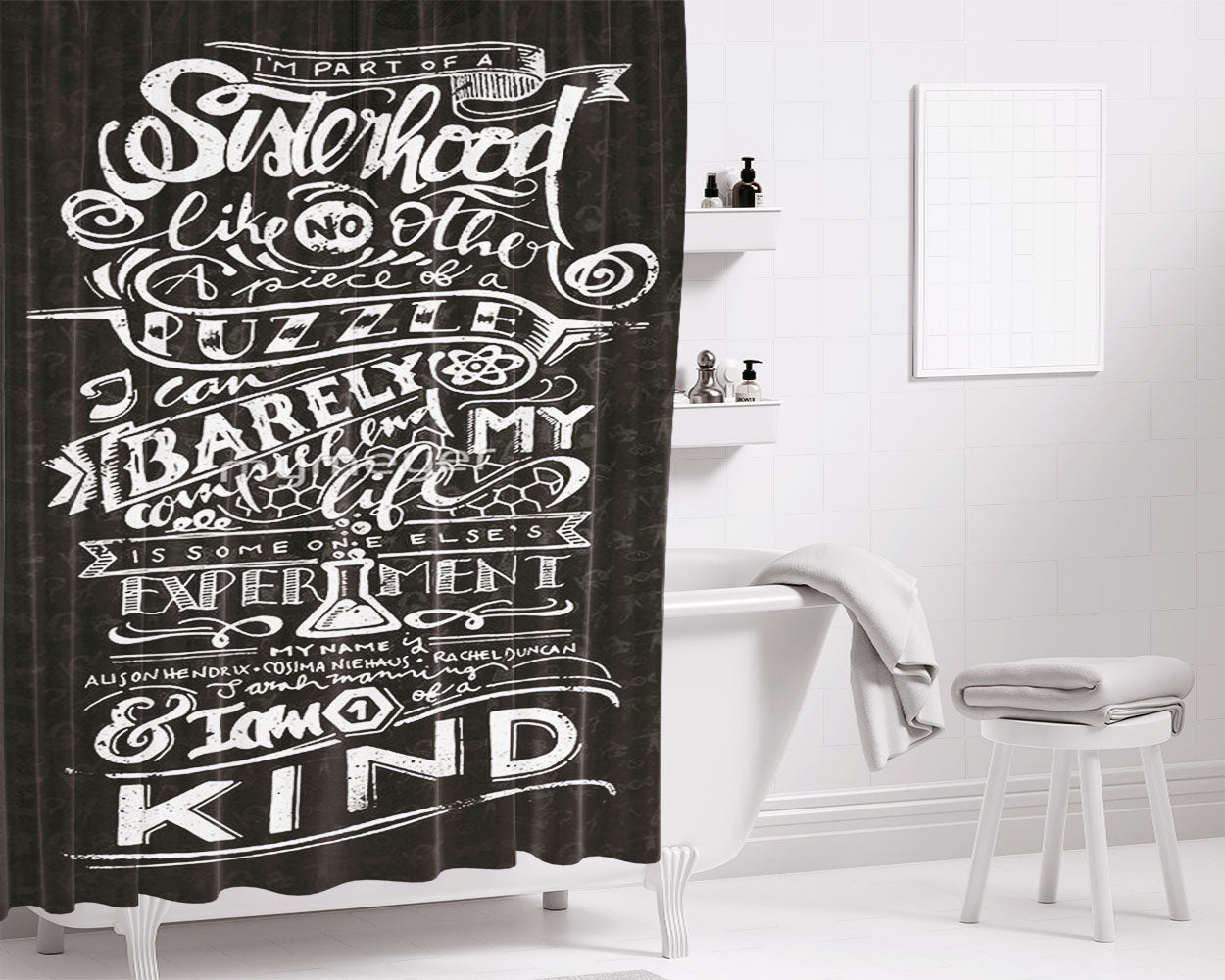 Puzzle Burelly Bathroom Shower Curtain Fabric Waterproof | 66 X 72 Inch