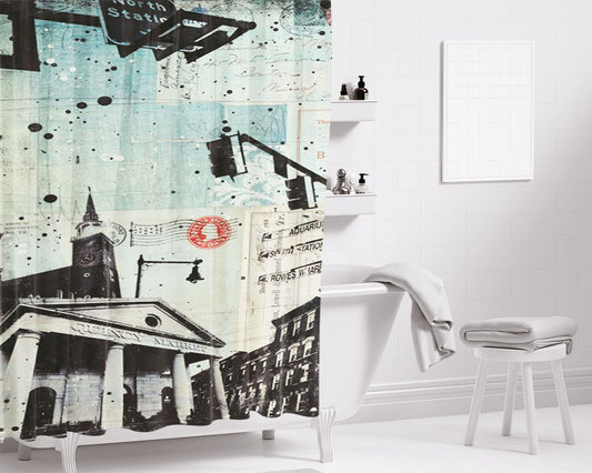 Qurancy Market Bathroom Shower Curtain Fabric Waterproof | 66 X 72 Inch