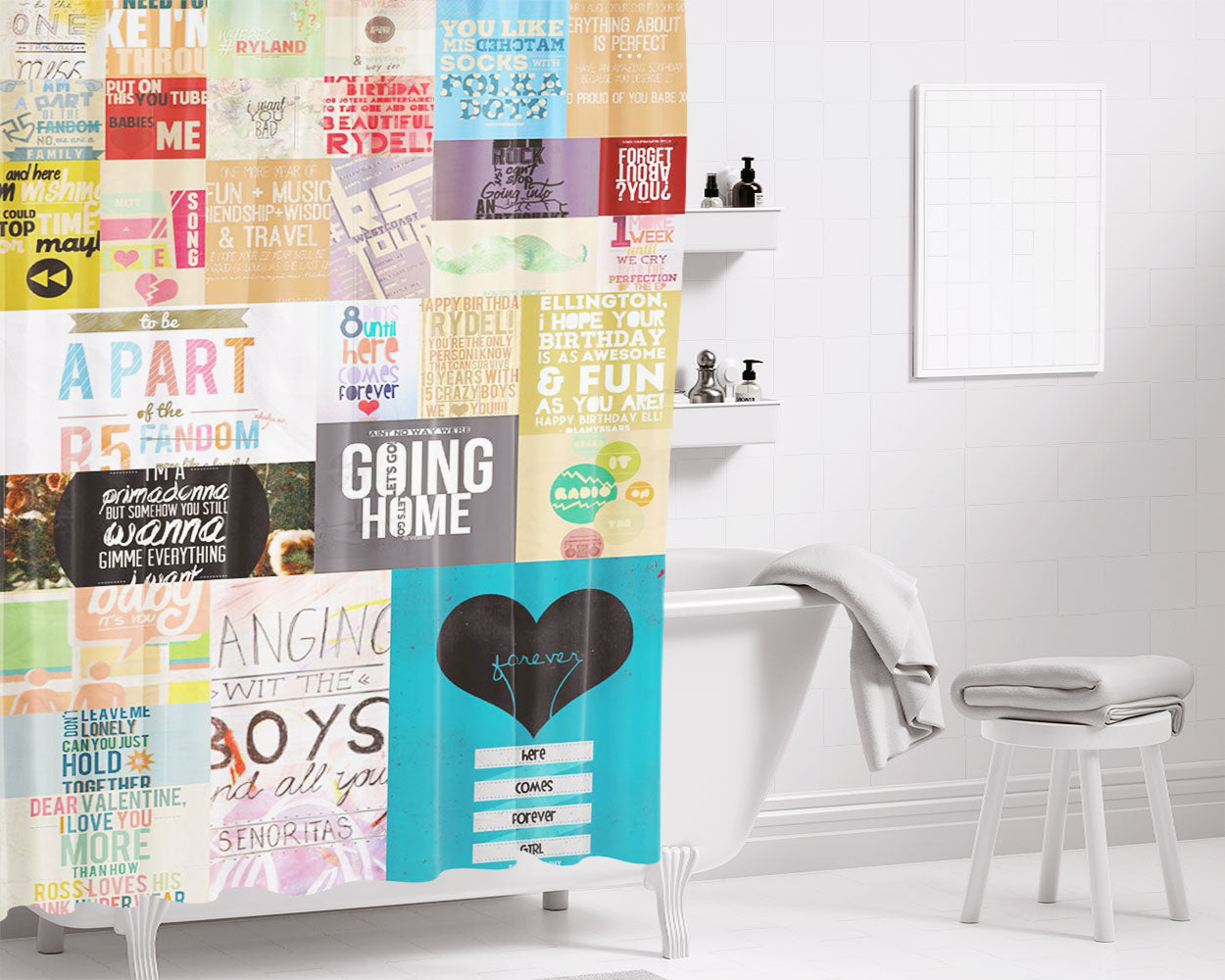 R Pause Bathroom Shower Curtain Fabric Waterproof | 66 X 72 Inch