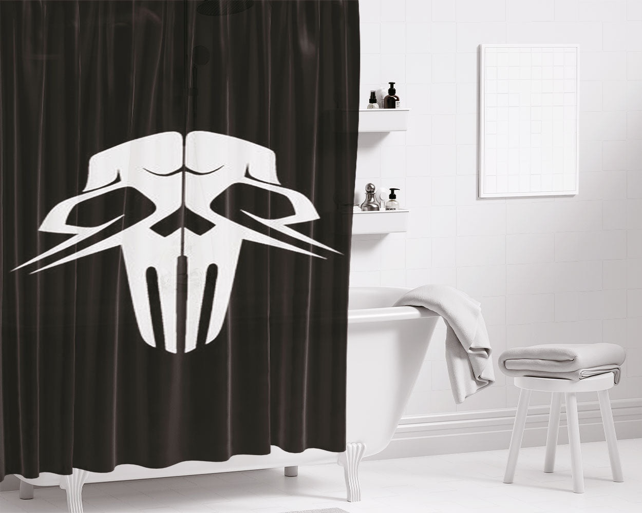 Rachnera Skull Bathroom Shower Curtain Fabric Waterproof | 66 X 72 Inch