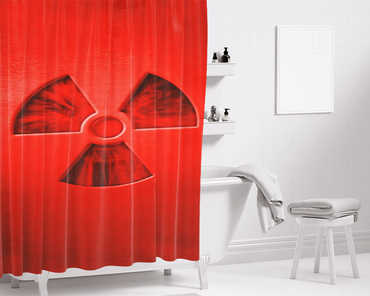 Radio Active Logo Bathroom Shower Curtain Fabric Waterproof | 66 X 72 Inch