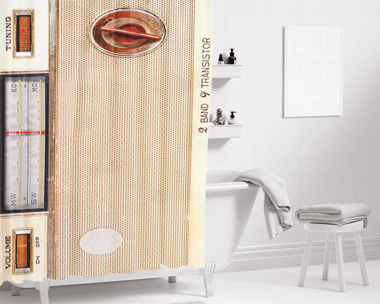 Radio Bathroom Shower Curtain Fabric Waterproof | 66 X 72 Inch