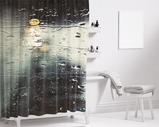 Rain Out Of The Window Bathroom Shower Curtain Fabric Waterproof | 66 X 72 Inch