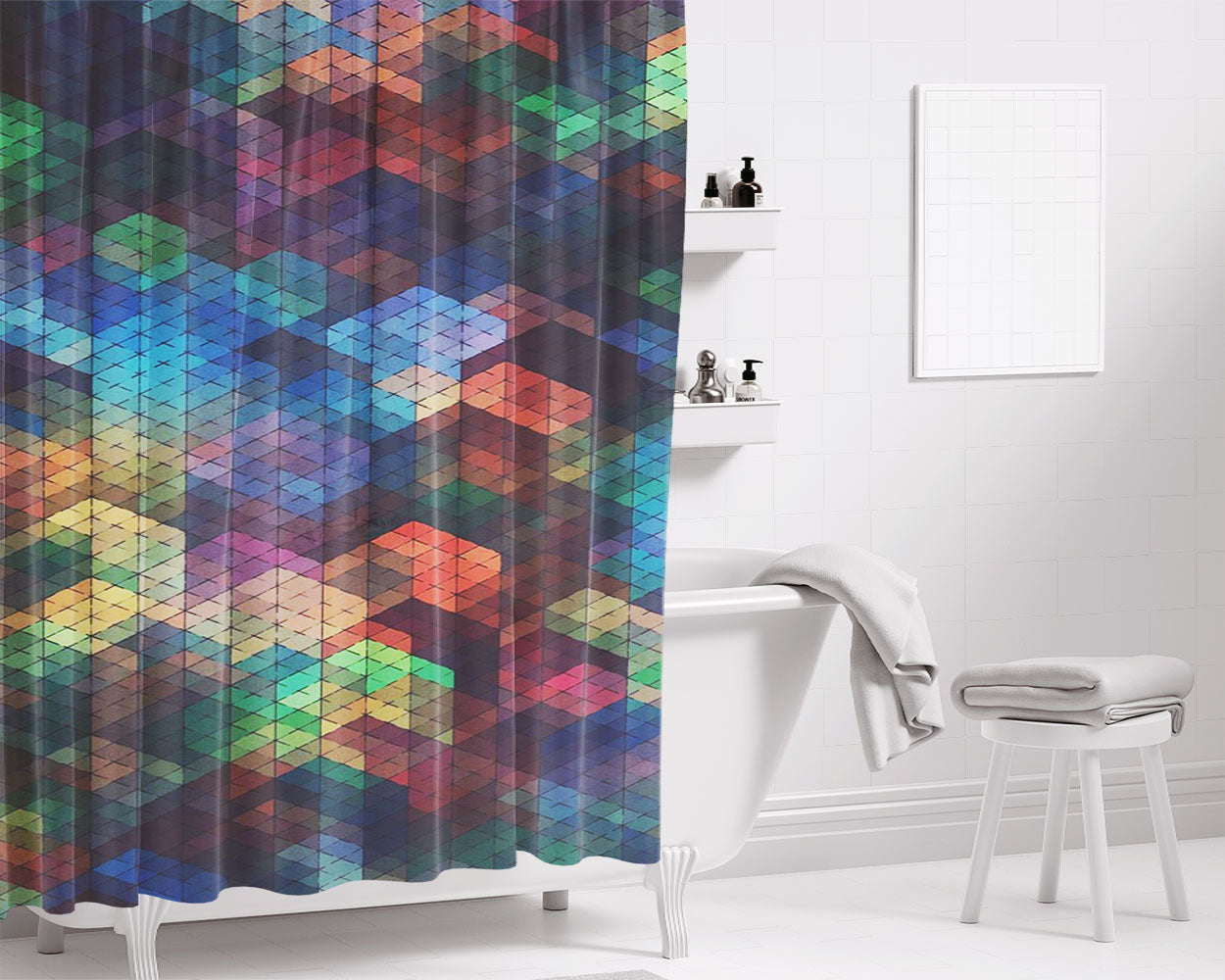 Rainbaw Glass Bathroom Shower Curtain Fabric Waterproof | 66 X 72 Inch