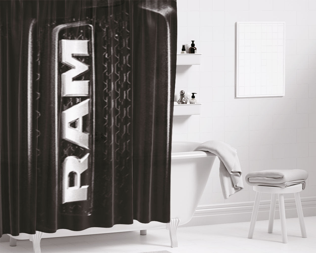 Ram 1500 Rebel Grill Bathroom Shower Curtain Fabric Waterproof | 66 X 72 Inch