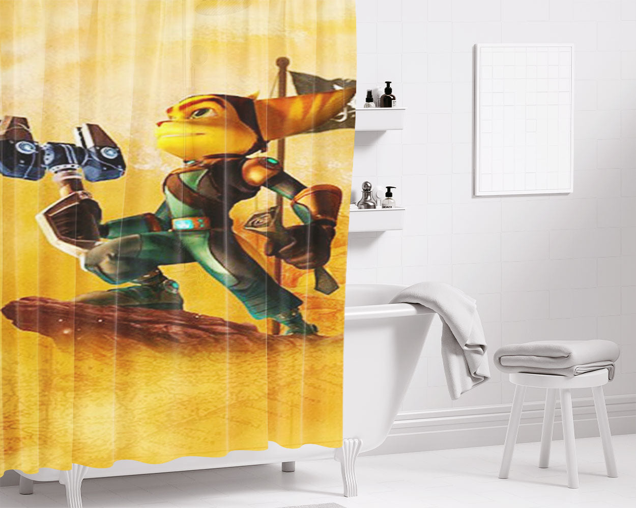 Ratchet And Clank Live Bathroom Shower Curtain Fabric Waterproof | 66 X 72 Inch