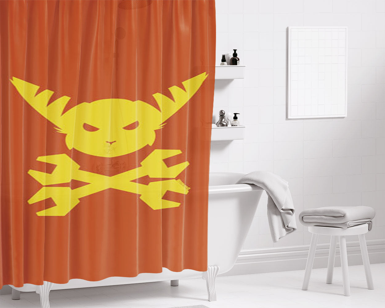Ratchet And Clank Logo Bathroom Shower Curtain Fabric Waterproof | 66 X 72 Inch