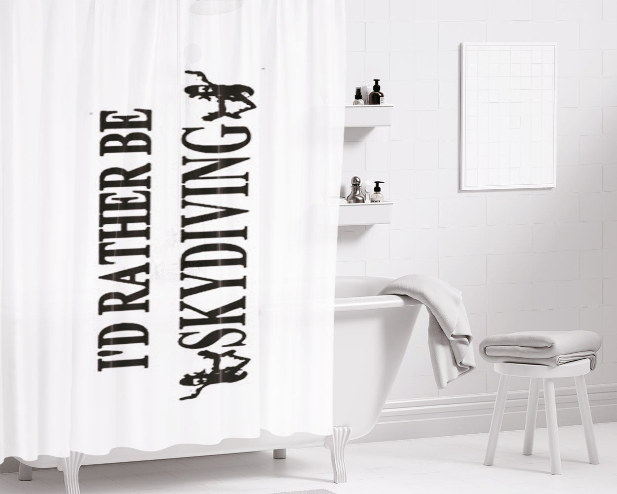Rather Be Skydiving Bathroom Shower Curtain Fabric Waterproof | 66 X 72 Inch
