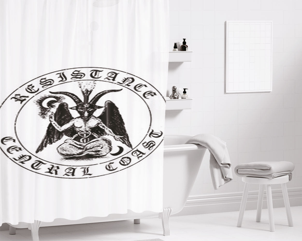 Resistance Central Coast Logo Bathroom Shower Curtain Fabric Waterproof | 66 X 72 Inch