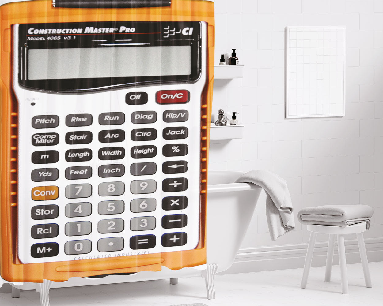 Retro Calculator Bathroom Shower Curtain Fabric Waterproof | 66 X 72 Inch