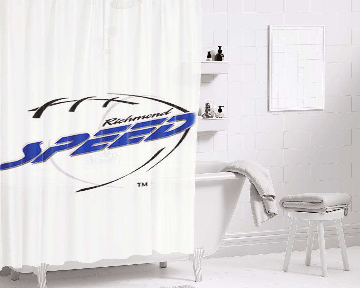 Richmond Speed Bathroom Shower Curtain Fabric Waterproof | 66 X 72 Inch