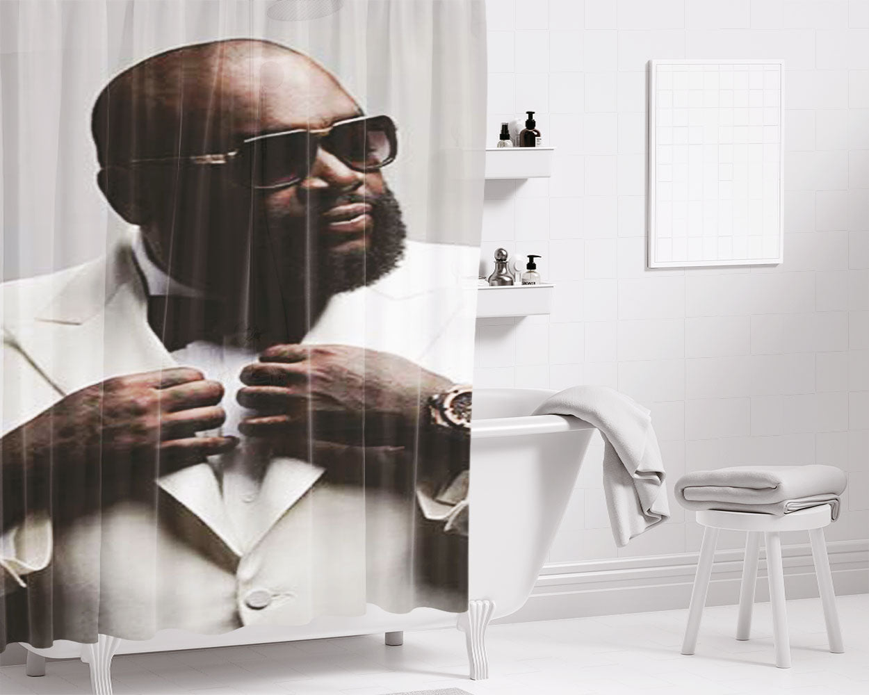 Rick Ross Suit Bathroom Shower Curtain Fabric Waterproof | 66 X 72 Inch