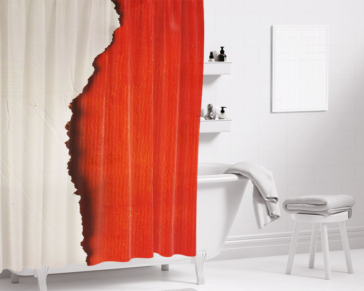 Ripped Cartboard Bathroom Shower Curtain Fabric Waterproof | 66 X 72 Inch